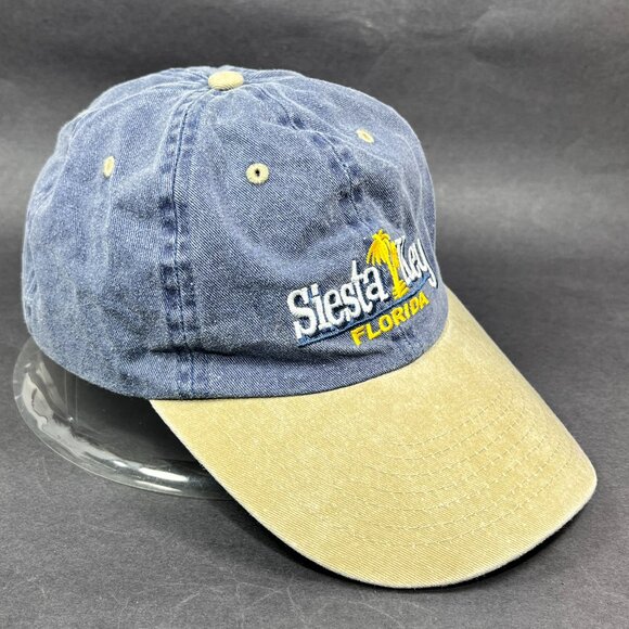 Siesta Key Florida Strap Back Hat Cap Distinctive Blue Distressed Souvenir Mens - Picture 6 of 12
